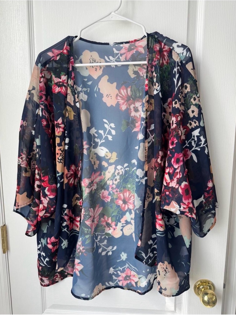 Amazon Navy Floral Sheer Kimono